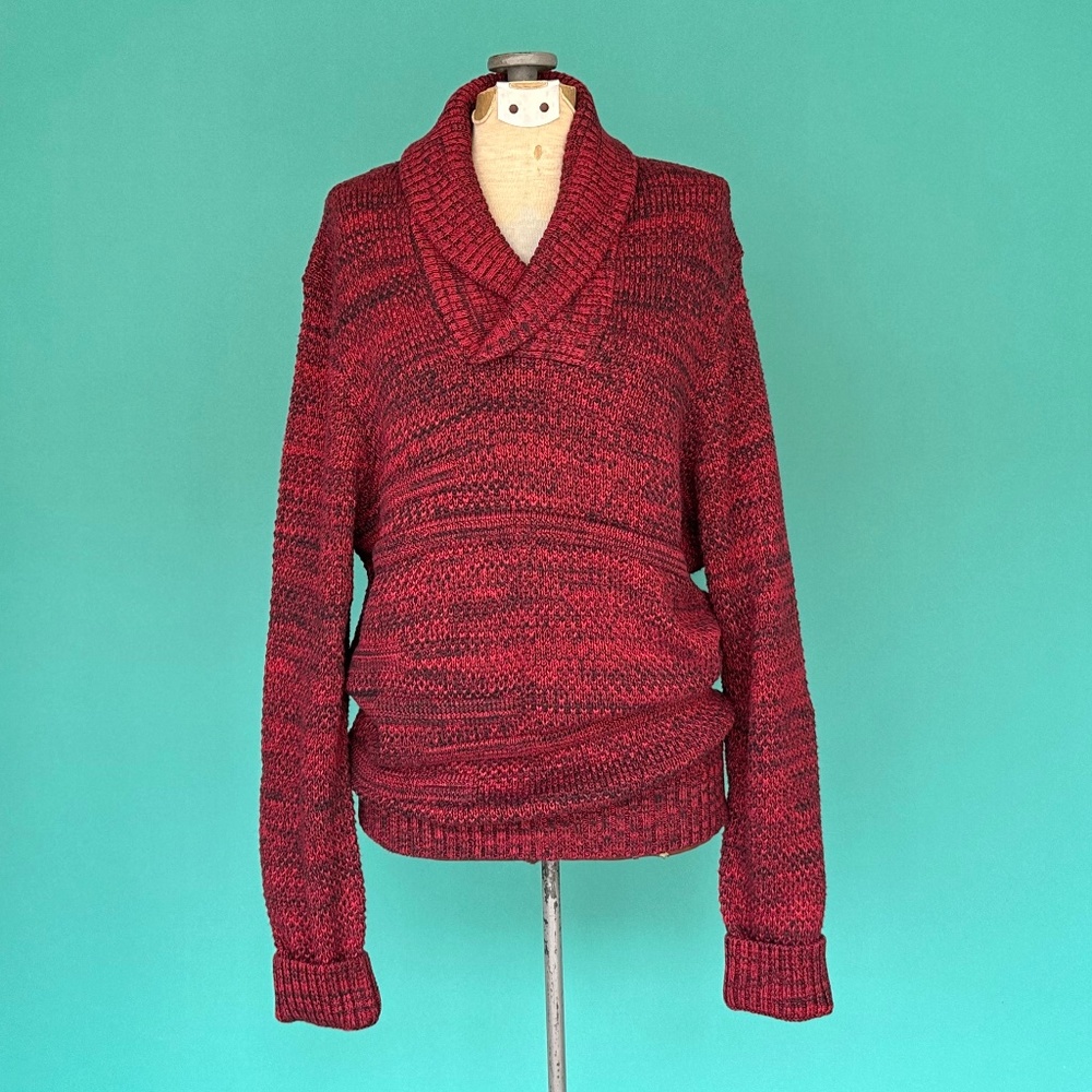 INC NWT Red Shawl Collar Cotton Oversized Fall Sweater